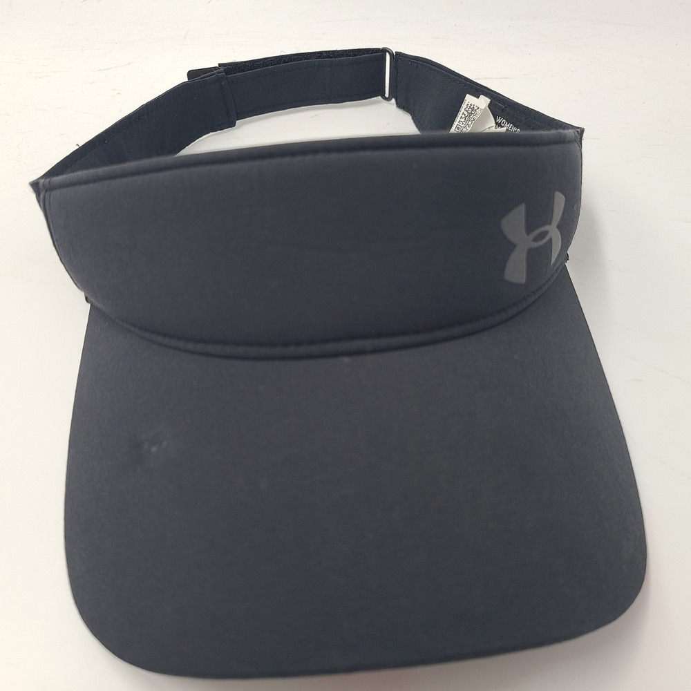 Women Under Armour Visor Hat Adjustable Black Gray Logo Golf Sports Outdoors